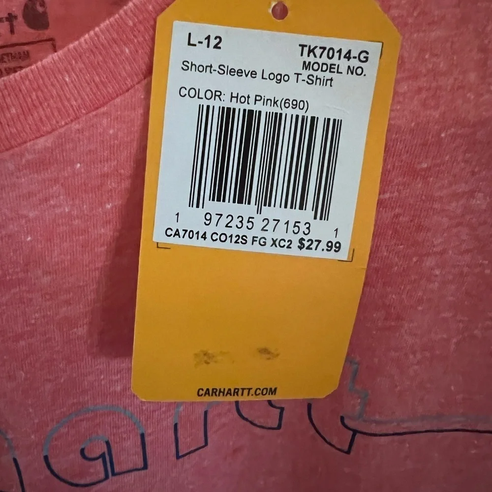 Carhartt Kids(12) Short Sleeve Tee in Pink